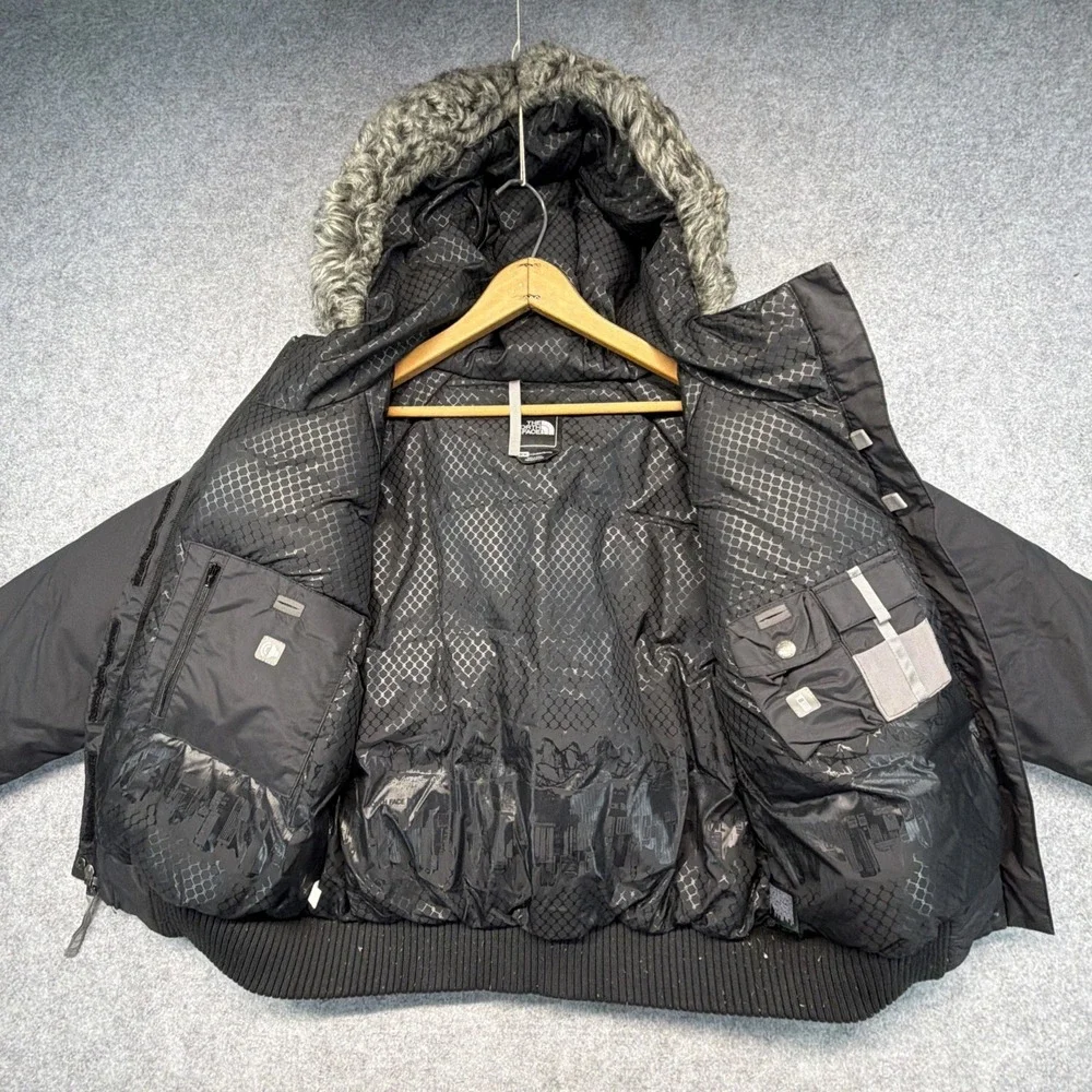 North Face Nebula Black Goose Down Faux Fur Puffer Jacket Womens Medium